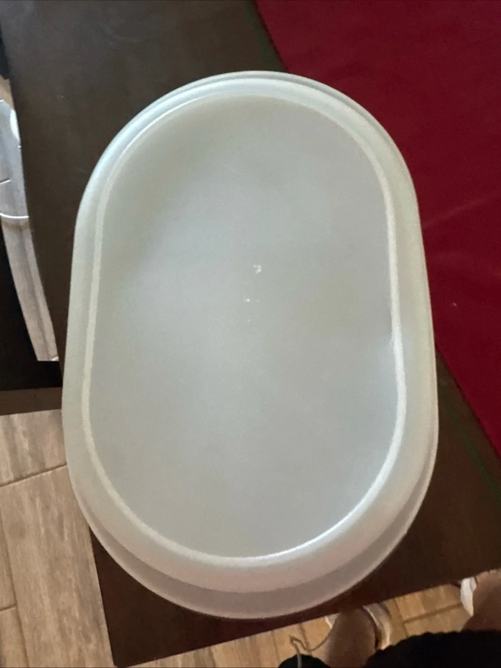 Airtight Divided Tupperware Container - Clear Blue Lid, White Base
